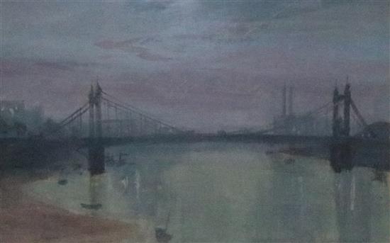 Alan Carr Linford , watercolour, Chelsea Bridge